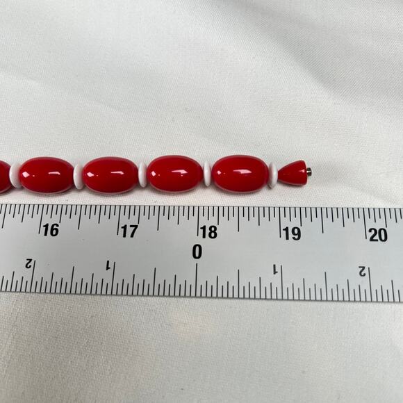 Avon 1987 Vintage Sunsations Red White Necklace Retro Chunky Statement - Picture 4 of 5